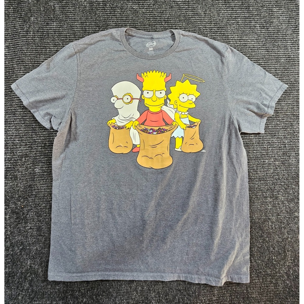 The Simpsons Bart Lisa Milhouse Treehouse Horror T-Shirt Mens XL Gray Cartoon